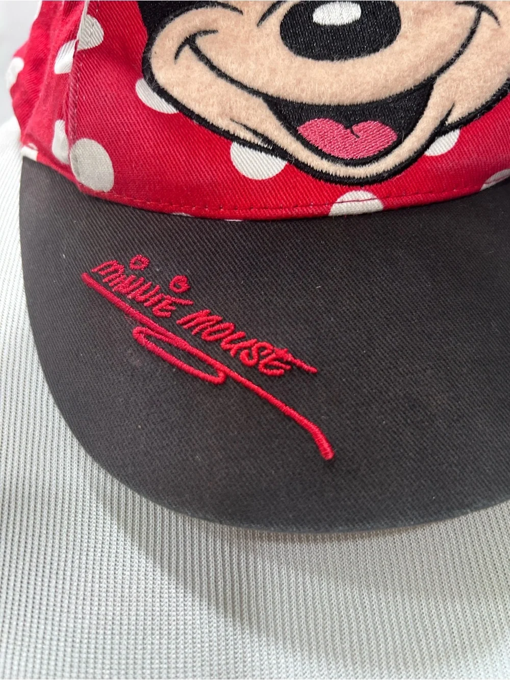 Official Hong Kong Disneyland Minnie Mouse Red Polka Dot Toddler Cap Ears Bow